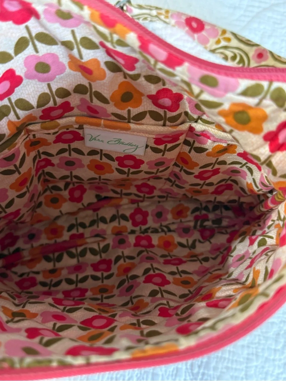 Vera Bradley Pink Orange Floral Quilted Crossbody Bag